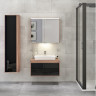 ф VITRA METROPOLE 80 см из искуственного камня, c 1 ящиком, цвет сливовое дерево, фасад черное акриловое стекло 58187