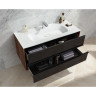 Тумба VITRA METROPOLE 80 см с раковиной INFINIT из искусственного камня, c 2-мя ящиками, цвет сливовое дерево, фасад черное акриловое стекло 58181